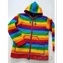 Blusa lisa de arco-íris 2021 lã, plus size, grosso, quente, tricô, feita à mão, com bolsos, frete grátis 2024 - compre barato