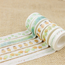 1Pc/Pack Size 15 mm*10m Kawaii Scrapbooking Tools DIY Stripes,Gold Pineapple & Dots Japanese Paper Foil Washi Tapes Masking Tape 2024 - buy cheap