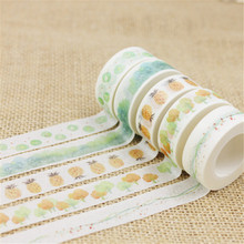 1 tamanho de 15 mm * 10m kawaii scrapbooking ferramentas listras faça você mesmo, abacaxi de ouro e pontos papel japonês fita washi 2024 - compre barato