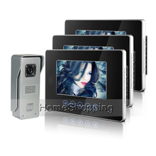 Brand New Wired 7 inch Touchkey Color Video Door Phone Intercom System 3 Monitors + 1 Doorbell Camera FREE SHIPPING IN Stock 2024 - buy cheap