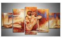 Pintado a mano 5 unidades pinturas al óleo abstracta moderna en lona Wall Art sexy amantes desnudos cuadros desnudos para sala decoración 2022 - compra barato