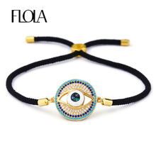 FLOLA Turkish Gold Evil Eye Bracelet for Men Shell Eye Hamsa Bracelet Adjustable Thread Bracelet Famous Brand Jewelry brtb10 2024 - buy cheap