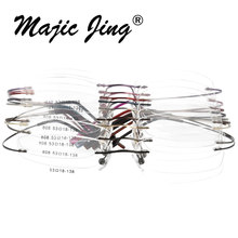 Magic Jing  Rimless Hingless Memory Titanium Eyeglasses Optical Eyewear Frames  Wholesale 50pcs/ Lot  1001 2024 - buy cheap