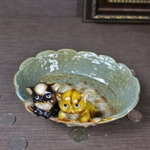 Cute Porcelain Kitty Figurine Storage Tray Ceramic Cat Miniature Jewelry Organizer Decor Gift and Craft Ornament Accessories 2024 - buy cheap