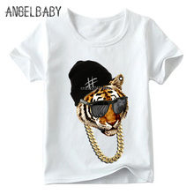 Animal Print The King Tiger Head Tough Guy Children T shirt Boys and Girls Summer Tops Kid Soft White T-shirt,ooo477 2024 - buy cheap