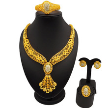 Novos chegam e novos projetos conjuntos de jóias para mulheres africanas conjuntos de jóias de moda conjuntos de ouro colar 2024 - compre barato
