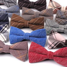 New Classic Plaid Bow ties Adjustable Tuxedo Mens Bow Tie Cotton Bowtie For Men Winter Tie For Business Wedding 2024 - buy cheap