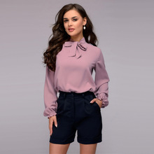 Mujeres Tops arco Oficina señoras gasa blusa camisa moda mujeres Tops y blusas 2019 manga larga Mujer camisa 2024 - compra barato