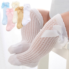 New Baby Girl Tights Summer Cotton Newborn Baby Pantyhose Infant Toddler Knee Tights Bows Pompom Baby Stockings Sokken 2024 - buy cheap