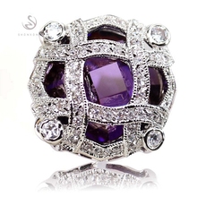 SHUNXUNZE Vintage couple jewellery & Accessories pendants Engagement Wedding Purple Pink Cubic Zirconia Rhodium Plated R514 R517 2024 - buy cheap