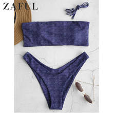 ZAFUL Leaf Print High Leg Bikini Set Bathing Suit Women Push Up Bikini Maillot De Bain Femme Female Sexy Swimwear Swimsuit 2024 - buy cheap