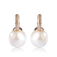 Dazz Luxury Zircon Copper Simulated Pearl Stud Earrings For Women Gold Silver Color Brincos Mujer Rhinestones Wedding Jewelry 2024 - buy cheap