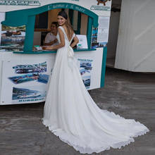 White Beach Wedding Dresses 2019 Vintage V Back Appliqued with Lace White Ivory Princess Wedding Gown Bridal vestido de noiva 2024 - buy cheap