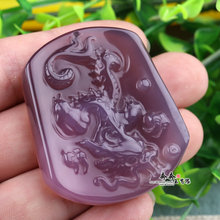 Nature Nice Purple Carnelian Dragon Amulet Hand Carved Imperial Roseous Chalcedony Agate Lucky Pendant Necklace Talisman 2024 - buy cheap