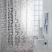 1 Pc Bath Transparent Waterproof Shower Curtain Mildew Thick Pebble Grain Rideau De Douche+12 Hooks Modern Bathroom Curtain YL46 2024 - buy cheap