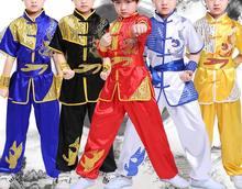 Унисекс, летняя детская форма с коротким рукавом и вышивкой в виде Дракона Для Тай Чи, Одежда Кунг-фу, костюмы для боевых искусств, черный/красный 2024 - купить недорого