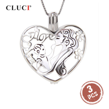 CLUCI-colgantes en forma de corazón para collar de mujer, de Plata de Ley 925, joyería de plata 925, colgante de perla, medallón SC255SB, 3 uds. 2024 - compra barato