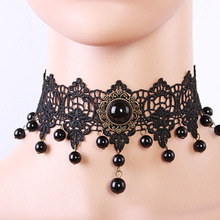 Vintage Hollow Flower Lace Necklace Clavicle Rhinestone Charm Statement Chokers Women Link Black Chains Europe America Jewelry 2024 - buy cheap