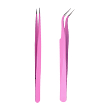 1 pçs pro curvado em linha reta pinça de aço inoxidável para extensões de cílios arte do prego strass picker pink nipper kits de ferramentas de maquiagem 2024 - compre barato