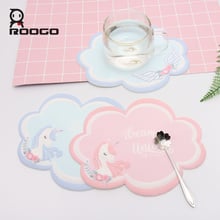 ROOGO Creative PVC Clouds Cup Mat Modern Cartoon Drink Coaster Round Table Mat Pink Blue Cup Pad Animal Silicone Mat Coasters 2024 - buy cheap