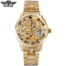 WINNER New Arrival Men Watches Skeleton Design Auto Self-Wind Stainless Steel Watch Band Gold Color Relogio Masculino 2024 - buy cheap