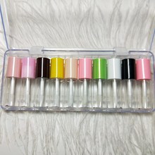 Mini tubo vazio de brilho labial com tampa colorida, 3ml, frasco de amostra de batom cosmético, recipiente de óleo cosmético portátil de plástico para lábios 2024 - compre barato