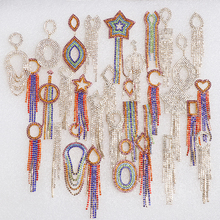 JURAN Fashion Large Geometric Crystal Dangle Earrings for Women Bohemian Charm Shiny Tassel Drop Earrings Party Hanging Jewelry 2024 - купить недорого