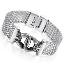 Boniskiss Agrafe Stainless Steel cool Mens Bracelet Wild And Intractable Fashion Jewelry Silver Color Bracelet Casual Jewellery 2024 - buy cheap