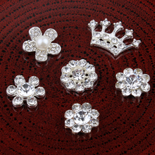 120 piezas Vintage corona/REDONDA/Flor diamantes de imitación botones de aleación de cristal flor Centro botones para accesorios para el cabello 2024 - compra barato