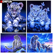 Homfun quadrado completo/broca redonda 5d diy pintura de diamante "animal tigre" bordado ponto cruz 5d presente de decoração de casa 2024 - compre barato