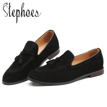 Stephoes Suede Leather Men Slip on Driving Moccasins Loafers British Style Retro Comfortable Tassel Men Flat Boat Shoes Big Size 2024 - buy cheap