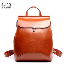 Brigg-mochila de piel de vaca auténtica para mujer, bolso escolar suave de alta calidad, estilo pijo Vintage 2024 - compra barato