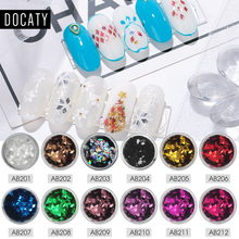 Docaty Decorations Nail Powder Dust Polish Tips Nail Glitter Shinny Irregular Flakies Fluorescent Glass Paper 3d Nail Art 2024 - buy cheap