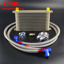 Champagne 13 Row AN10 Oil Cooler w/ 3/4*16 & M20*1.5 Filter Adapter Hose Kit 2024 - buy cheap