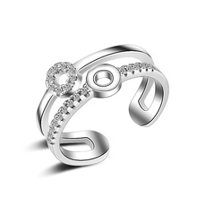 Gran oferta, venta al por mayor, anillos de plata de ley 925 con diseño Redondo y circonita brillante, anillos de tamaño ajustable para mujer, regalo de joyería 2024 - compra barato
