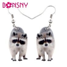 Bonsny acrílico doce raccoon ringtail brincos gota balançar bonito animal selvagem jóias para meninas adolescentes presente encantos atacado 2024 - compre barato