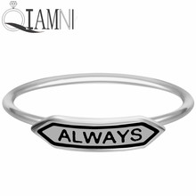 QIAMNI Tiny Always Signboard Band Ring Vintage Hip Hop Style Letter Printed Unique Design for Women Graduate Gift 2024 - buy cheap