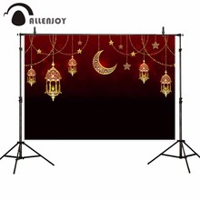 Allenjoy Eid Mubarak fondo para estudio fotográfico rojo oscuro noche candelabro hueco Ramadán Kareem Luna estrellas telón de fondo sesión fotográfica 2024 - compra barato