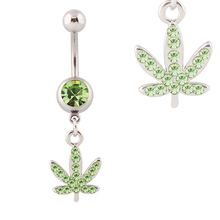 Body jewelry Green tree leaf Belly button rings fashion woman body piercing navel rings Wholesale 14G stainless steel bar 2024 - buy cheap