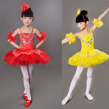 Collant de malha para balé feminino, profissional, balé, tutu, vestido de dança, bailarina, lago dos cisnes, traje de performance para crianças 2024 - compre barato
