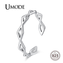 UMODE New 925 Sterling Silver Hollow Geometric Rhombic Open Ring for Women Adjustable Jewelry Joyas de Plata 925 ALR0743 2024 - buy cheap