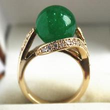 Jóias femininas elegantes novas com cristal decorado e 12mm pedra verde anel de pão (#7.8,8,9) 2024 - compre barato