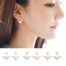 Korean Gold and Silver Plated Crystal Ear Cuff Clip Leaf Stud Earrings For Women Piercing Earrings Fine Jewelry Brincos 2024 - buy cheap