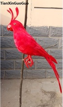 Красные перья, примерно 32 см, птица-попугай, какаду, жесткое ремесленное украшение для дома и сада s1863 2024 - купить недорого