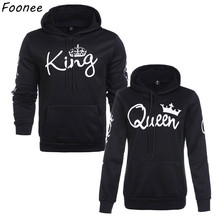 Women Men Hoodies King Queen Printed Sweatshirt Lovers Couples Hoodie hooded Sweatshirt Casual Pullovers Tracksuits Black 2024 - buy cheap