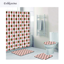 Conjunto de tapetes para banho tapis, conjunto de 4 peças de tapetes para banheiro e banho com pontos vermelhos para café 2024 - compre barato