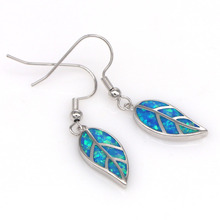 RH0104-pendientes con colgante de ópalo azul para mujer, colgantes de hoja de arce Pendientes, joyería 2024 - compra barato