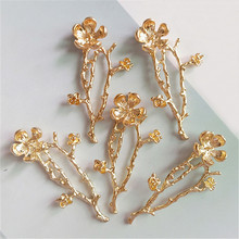 SEA MEW 10 PCS 5.9cm*3cm Fashion Metal Alloy KC Gold Branch Pendant Charm For Jewelry Making 2024 - buy cheap