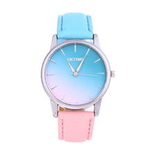 Fashion Women Watch Two Tone Candy Color Leather Band Womens Quartz Watches Unique Designer Strap Student Watch Christmas Gift 2024 - buy cheap