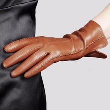 High Quality Elegant Women Genuine Leather Gloves Thin Silk Lining Goatskin Driving Gloves Hot Trend Female Glove L085NN 2024 - buy cheap
